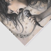 Singing Woman Wrapped in Musical Notes Decoupage Tissuepapier (Detail)