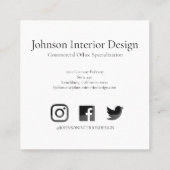 Single Black & White Zonnebloem Stem II Vierkante Visitekaartje (Achterkant)