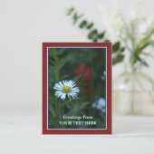 Single Blue-White Daisy Greetings Briefkaart (Staand voorkant)