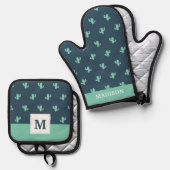 Single Cactus Pattern Ovenwant & Pannenlap Set (Voorkant / Achterkant)