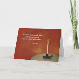 Single candle with a scripture from John 12:46 Car Kaart
