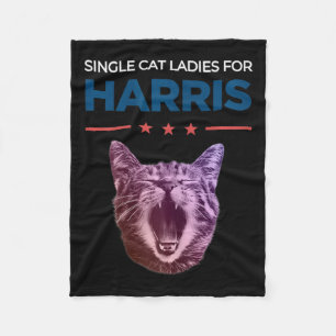 Single Cat Dames voor Harris 2024 Politiek Fleece Deken