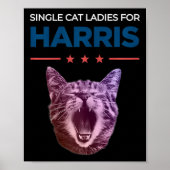 Single Cat Dames voor Harris 2024 Politiek Poster (Voorkant)