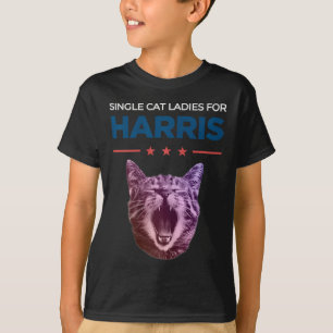 Single Cat Dames voor Harris 2024 Politiek T-shirt