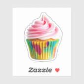 Single Cupcake with Pink and White Frosting Sticker (Vel)