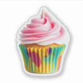 Single Cupcake with Pink and White Frosting Sticker (Voorkant)