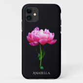 Single Elegant Pink Peony personaliseren Case-Mate iPhone Case (Achterkant)