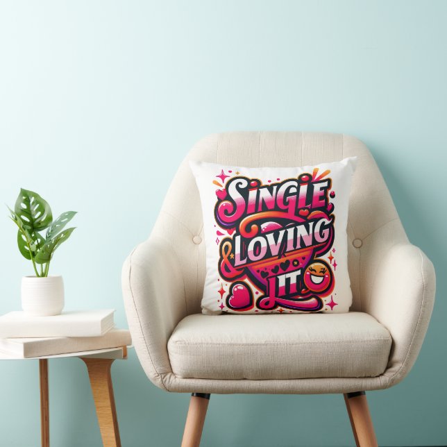 Single en Loving IT - Valentijnsdag mondig maken Kussen (Stoel)