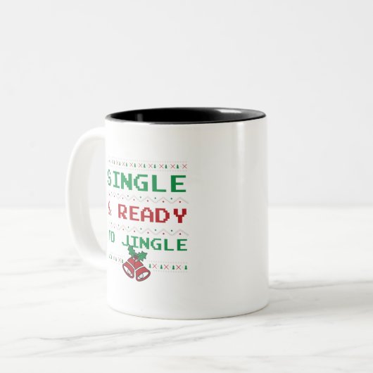 Single en Ready to Jingle Tweekleurige Koffiemok (Voorkant links)