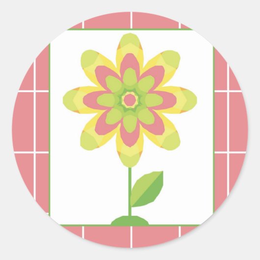 Single Flower Moederdag Ronde Sticker (Voorkant)