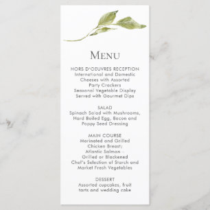 Single Green Leaf Stem-menukaarten Menu