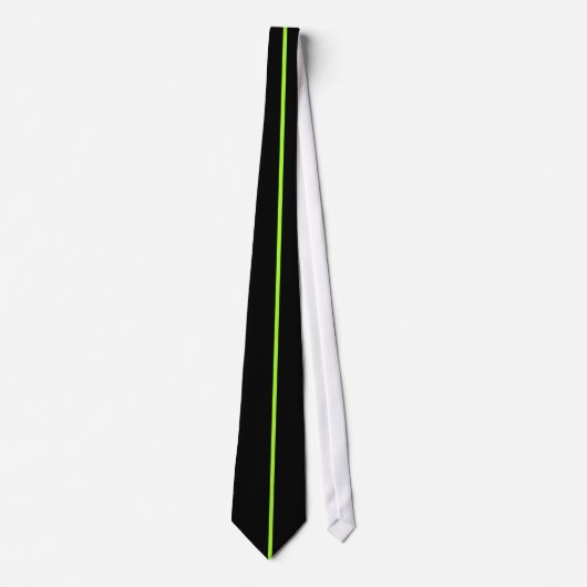 Single Green+Yellow Stripe op zwart Stropdas (Voorkant)