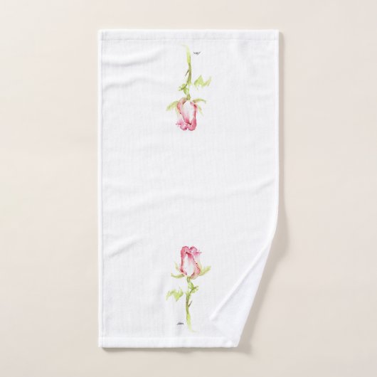 Single Hand geschilderd Waterverf Roze Rood Rose Bad Handdoek (Handdoek)