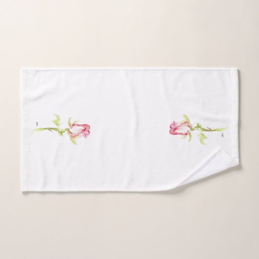 Single Hand geschilderd Waterverf Roze Rood Rose Bad Handdoek (Handdoek)