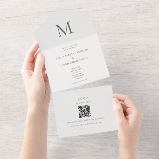 Single Initial Civil Wedding All In One Uitnodiging (Afscheurbaar)