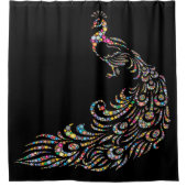 Single Large Multicolted Beaded Peacocock Design Douchegordijn (Voorkant)