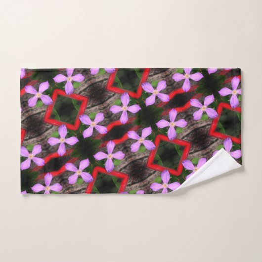 Single Lavender Clematis Flower Abstract Patroon Bad Handdoek (Handdoek)