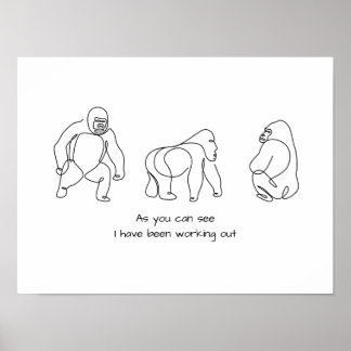 Single line art - gorilla poster