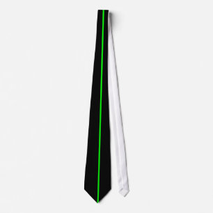 Single Neon Green Stripe op zwart Stropdas