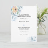 Single Peach Roos en Dusty Blue Wedding Kaart (Staand voorkant)