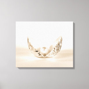 Single Pearl in Seashell Poster Canvas Afdruk