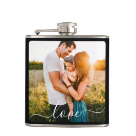 Single Photo Cursive Love Text Black Heupfles