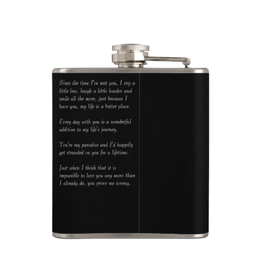 Single Photo Cursive Love Text Black Heupfles (Achterkant)