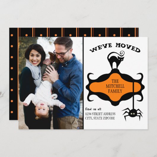 Single Photo New Address Halloween We hebben ons v Aankondiging (Voorkant / Achterkant)