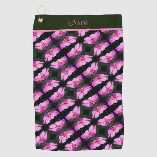 Single Pink Cosmos Flower Pattern - Aangepast Golfhanddoek (Voorkant)