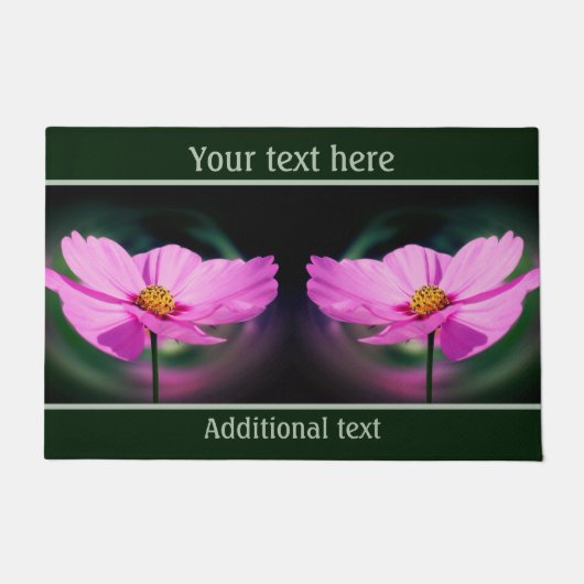 Single Pink Cosmos Wildflower Aangepast Deurmat (Voorkant)