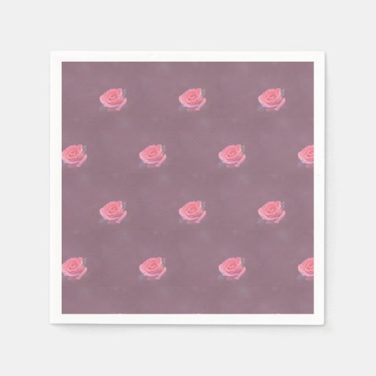 Single Pink Rose Pattern Servet (Voorkant)