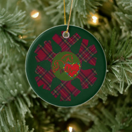Single Plaid Snowflake Keramisch Ornament