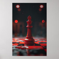 Single Red King Schaakstuk Poster