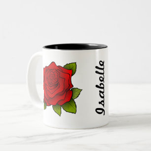 Single Red Rose Art gepersonaliseerd Tweekleurige Koffiemok