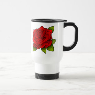 Single Red Rose Art Reisbeker
