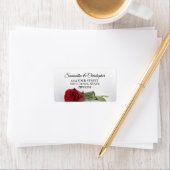 Single Red Rose Elegant Huwelijksadres Etiket (Insitu)