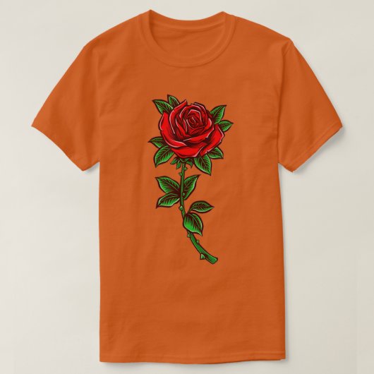 Single Red Rose Flower Romantic Love T-shirt (Design voorkant)