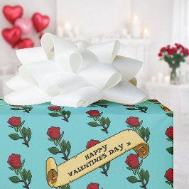 Single Red Rose Happy Valentine's Day 80s Retro Cadeaupapier