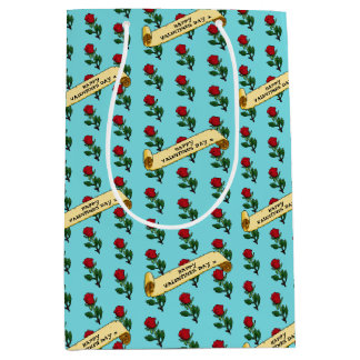 Single Red Rose Happy Valentine's Day 80s Retro Medium Cadeauzakje