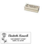 Single Rose Return Address Rubberstempel (Gestempeld)