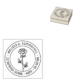 Single Rose Round Address Rubberstempel (Gestempeld)