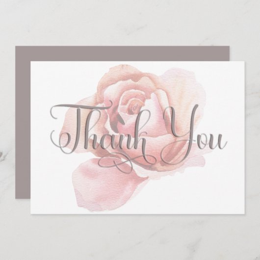 Single roze rozenknopje bloem bruiloft bedankkaart (Voorkant / Achterkant)