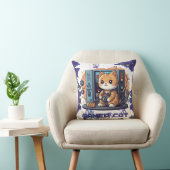 Single Schattigee Gamer Cat Blauwe Print Kussen (Stoel)