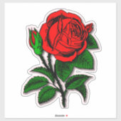 Single Stem Red Rose Flower Sticker (Vel)