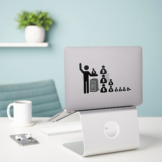Single Stick Figuur $ Sticker (Laptop op bureau)