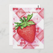 Single Strawberry Art Postcard Briefkaart (Voorkant / Achterkant)