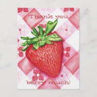 Single Strawberry Art Postcard