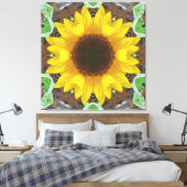 Single Sunflower with Mint Leaves Canvas Afdruk (Insitu (Slaapkamer))