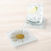 Single White Daisy Glass Onderzetter (Schuin)