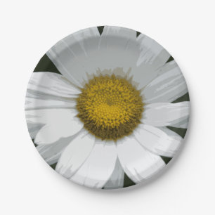 Single White Daisy Papieren Bordje